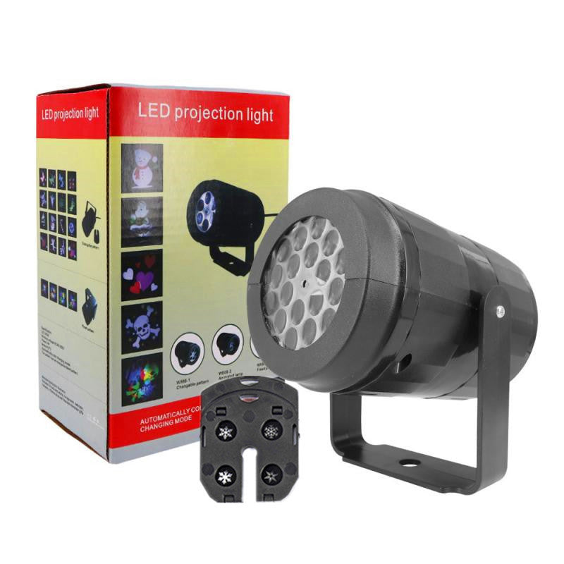 christmas LED projection light with packaging on a white background