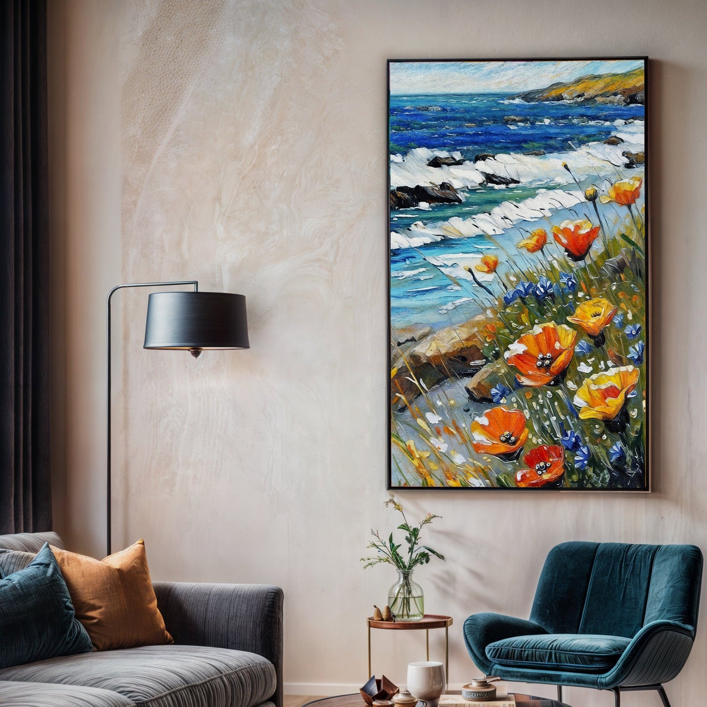 Coastal Blooms Floral Ocean Canvas Wall Art