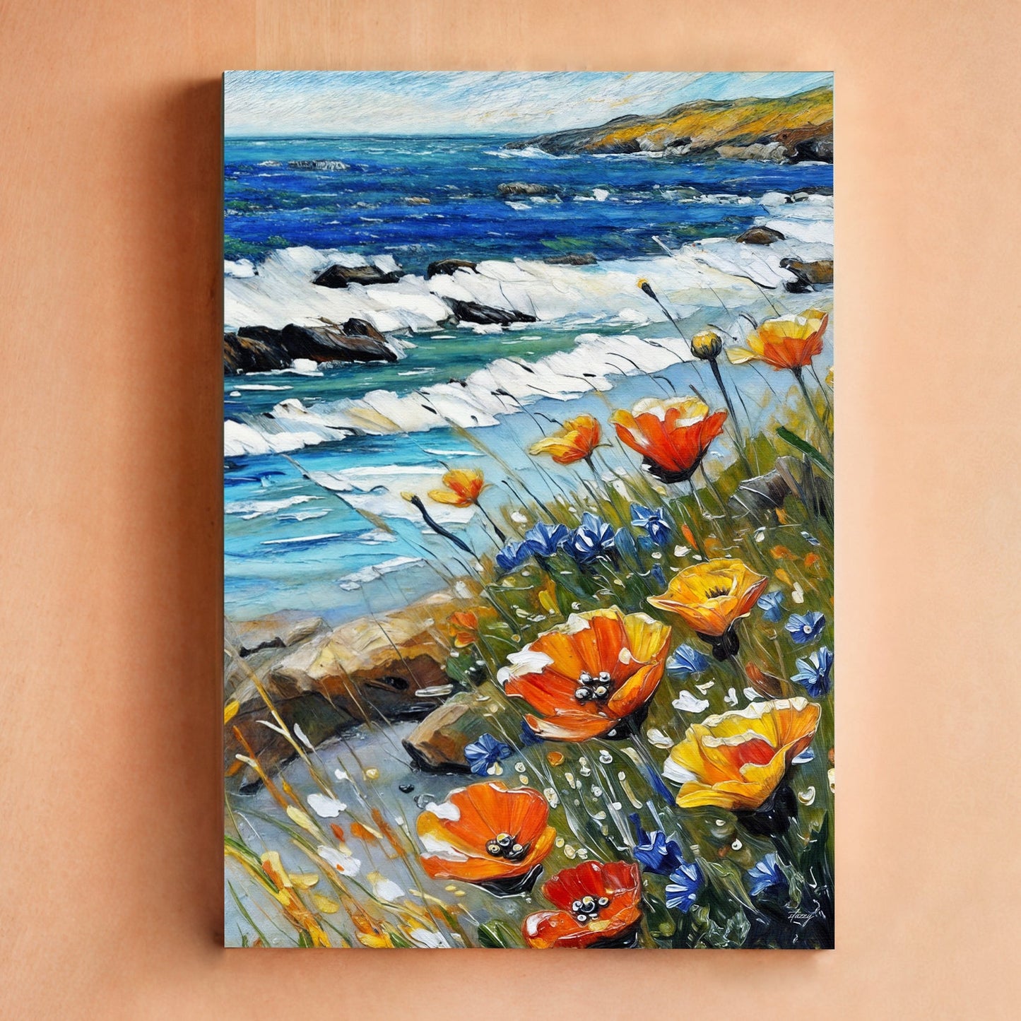 Coastal Blooms Floral Ocean Canvas Wall Art