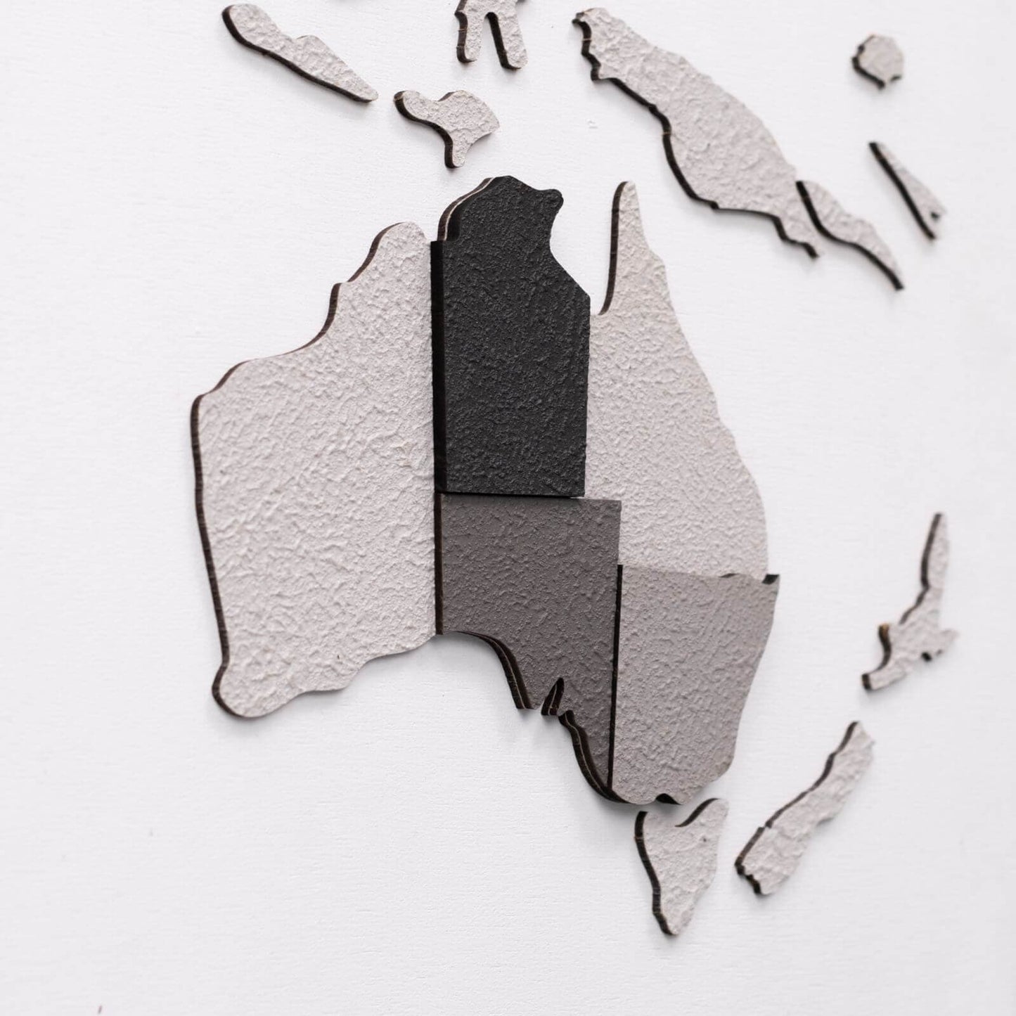 3D Wooden World Map Wall Art - Concrete