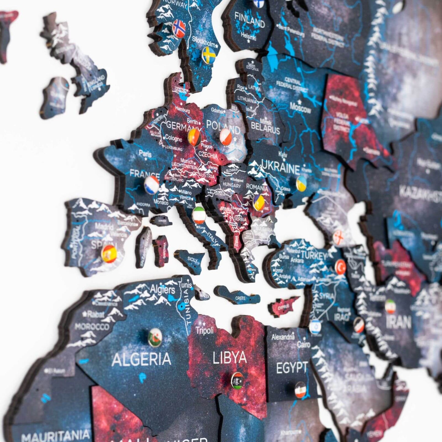 3D Wooden World Map Wall Art - Alcor