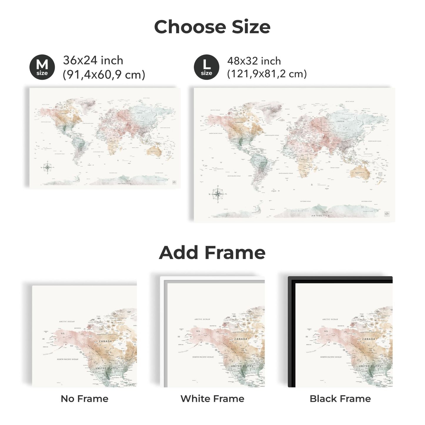 Colorful World Map Canvas Wall Art