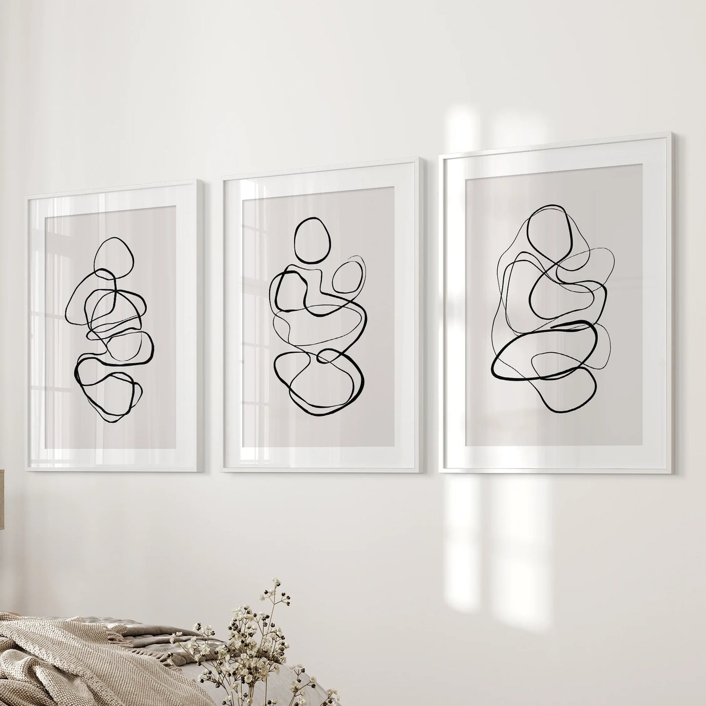 Abstract Figure Line Art Wall Art Set of 3 Minimalist Prints