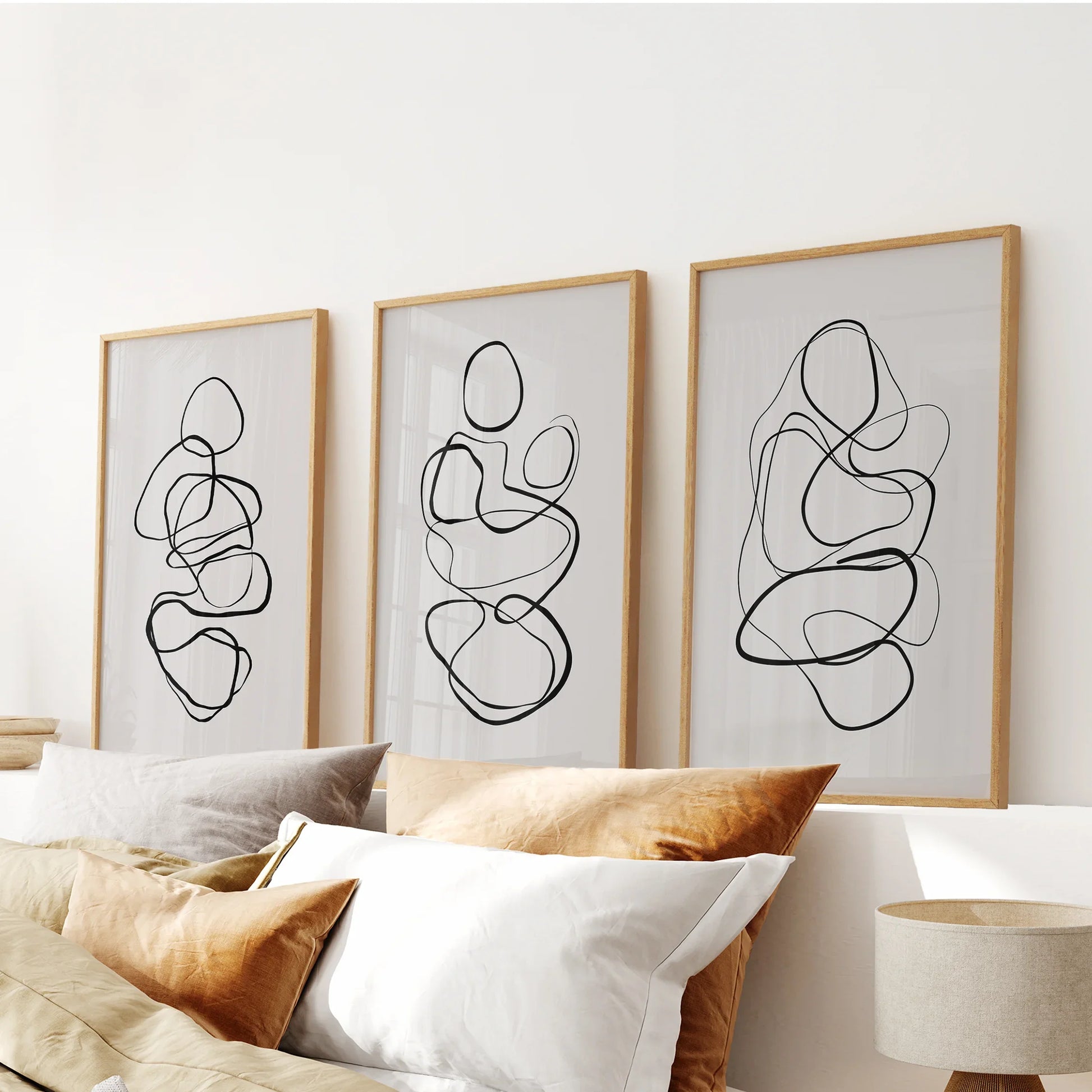 Abstract figure line art wall art set of 3 minimalist prints