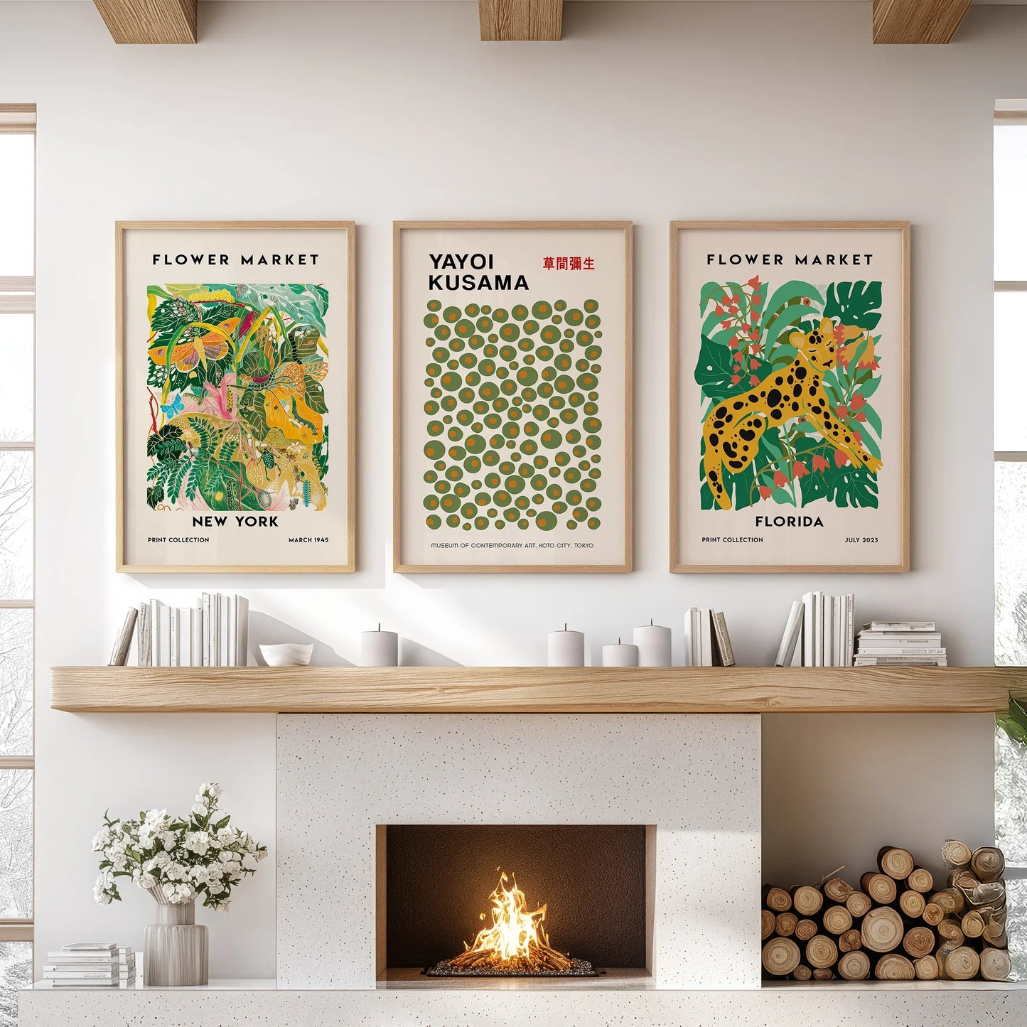 Flower Market Wall Art Set of 3 Modern Tropical Prints