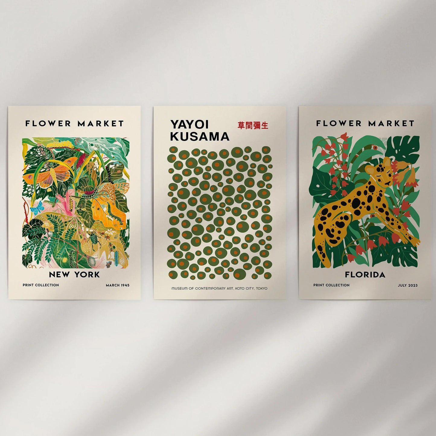 Flower Market Wall Art Set of 3 Modern Tropical Prints