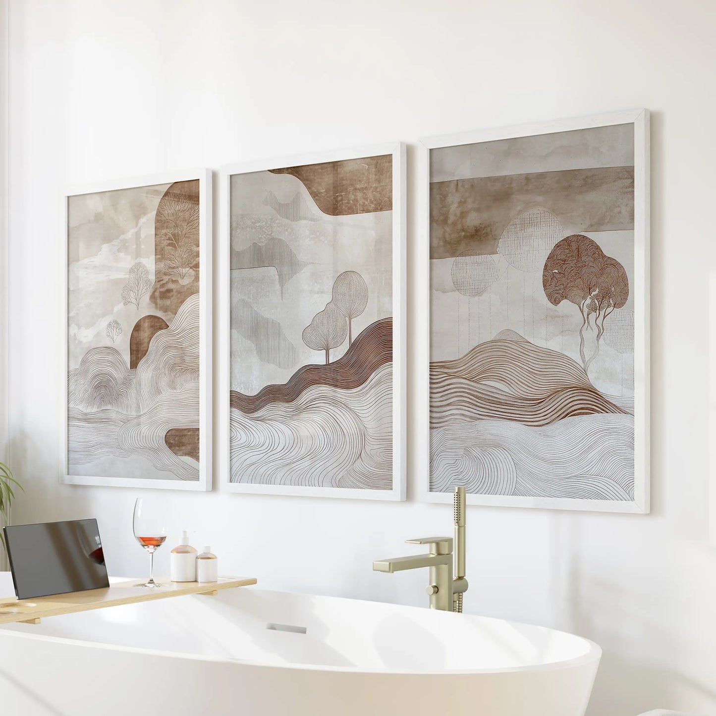 Wabi Sabi Earth Tone Landscape Wall Art Set of 3