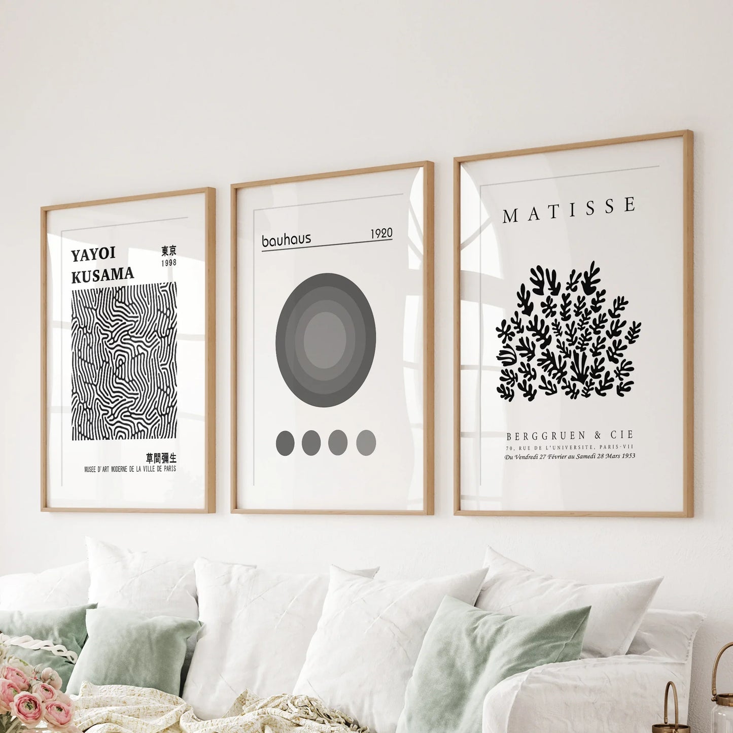 Black and White Abstract Wall Art Poster Set of 3