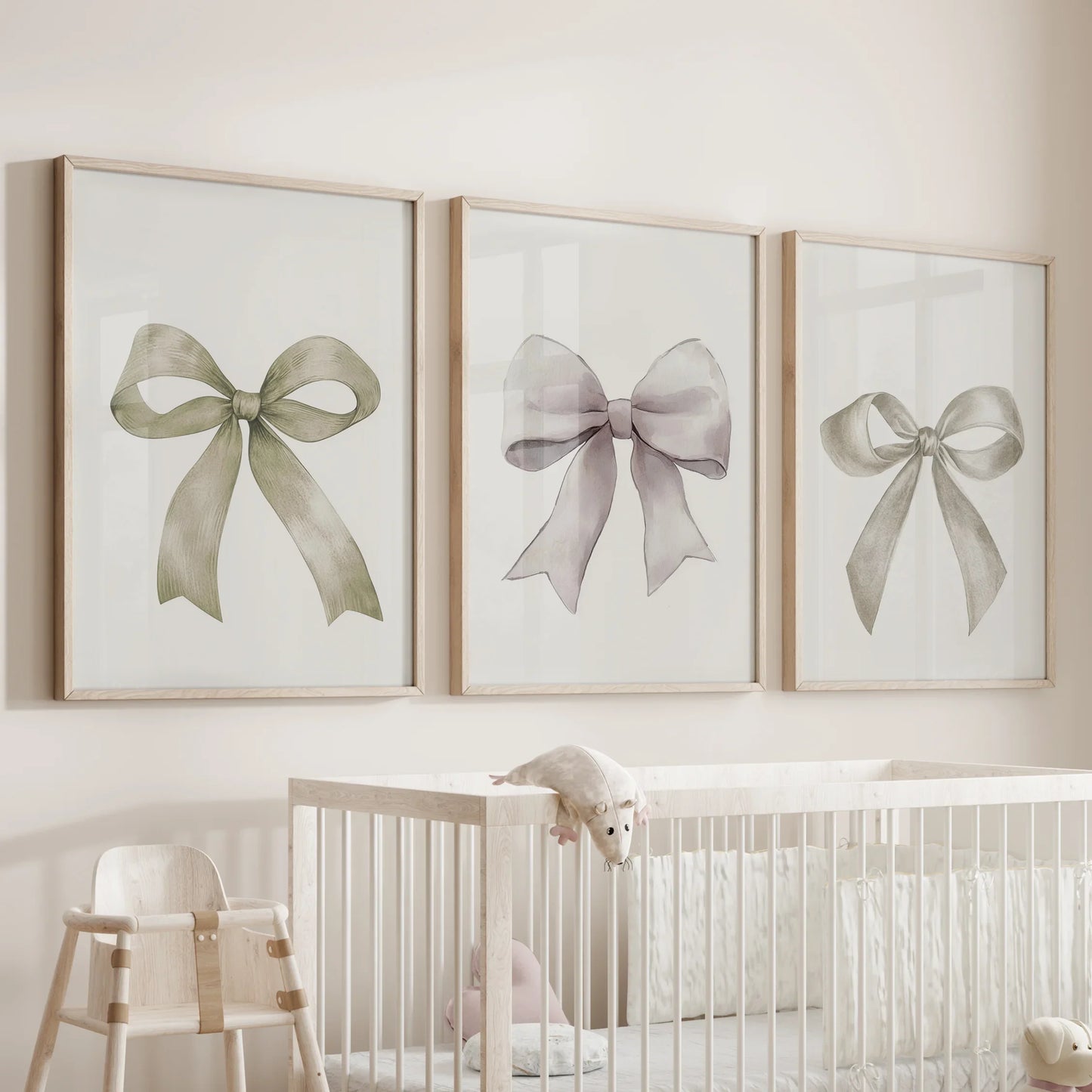 Aesthetic Bow Wall Art Set of 3 Neutral Gallery Set