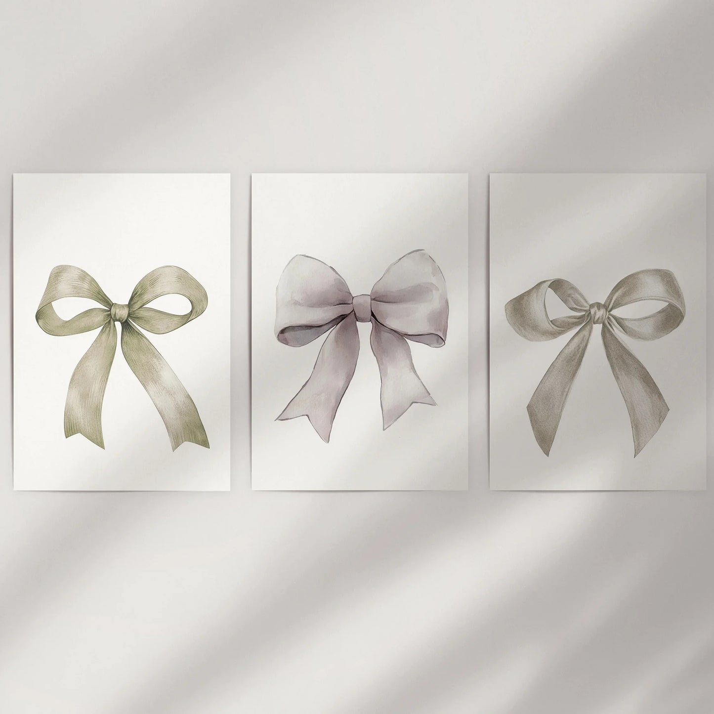 Aesthetic Bow Wall Art Set of 3 Neutral Gallery Set