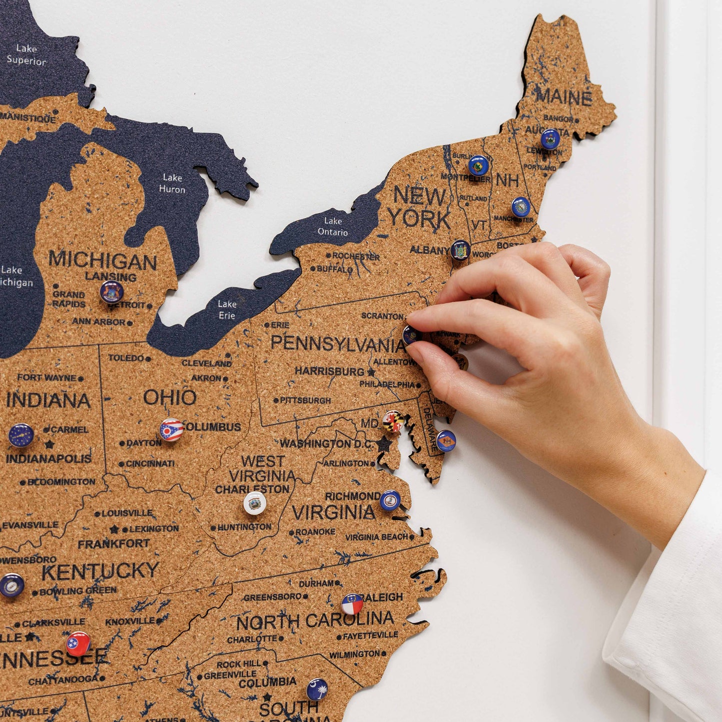 Wooden USA Map Wall Art - Natural Finish