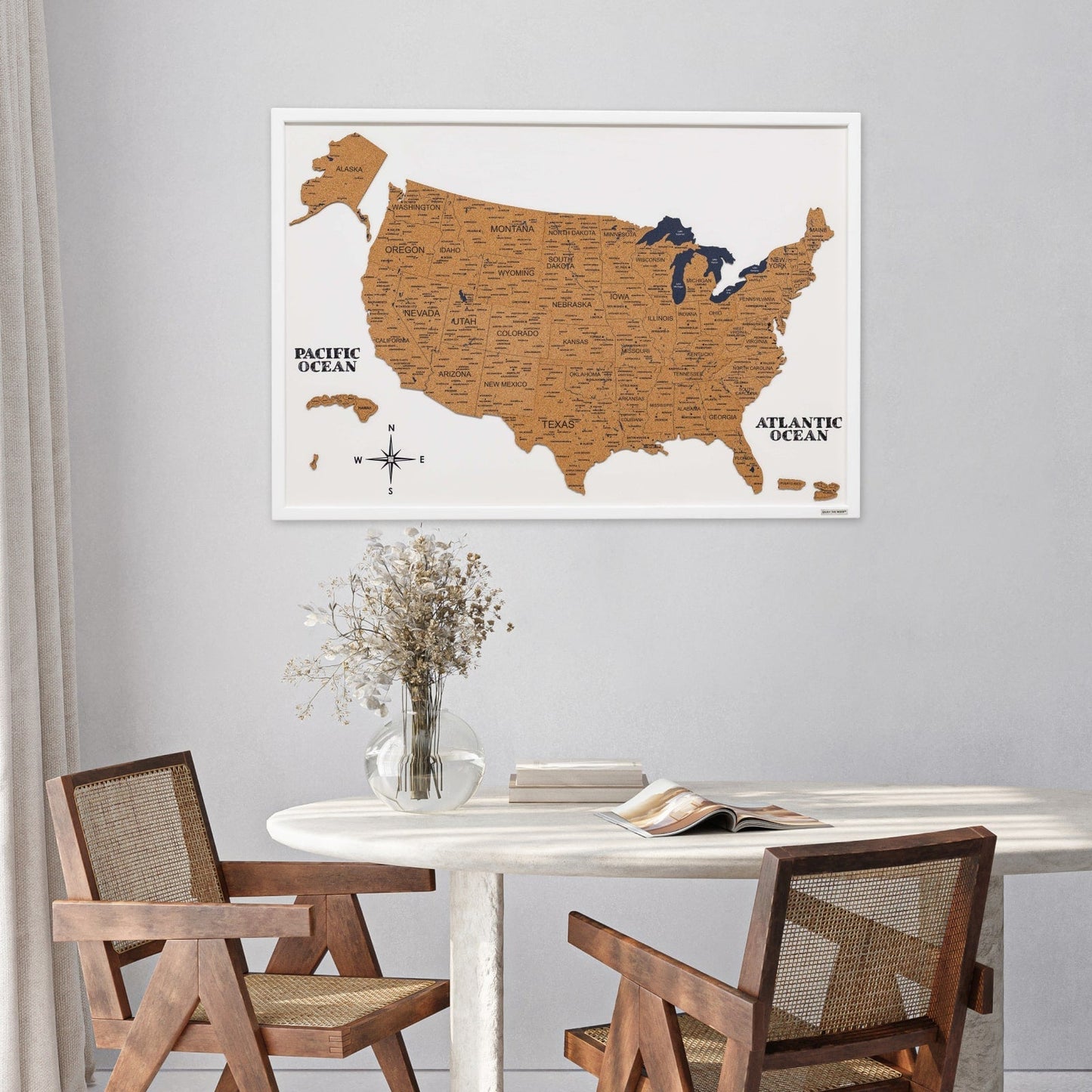 Wooden USA Map Wall Art - Natural Finish