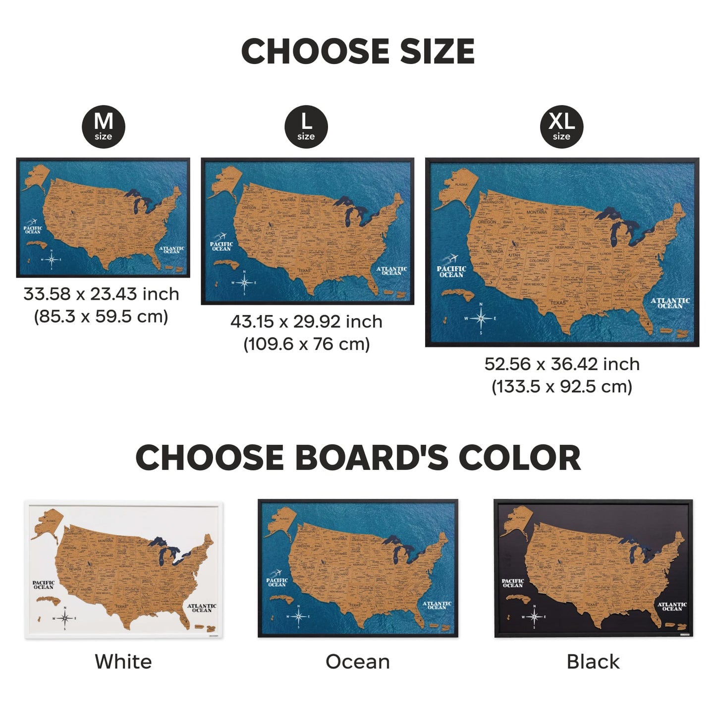 Wooden USA Map Wall Art - Natural Finish