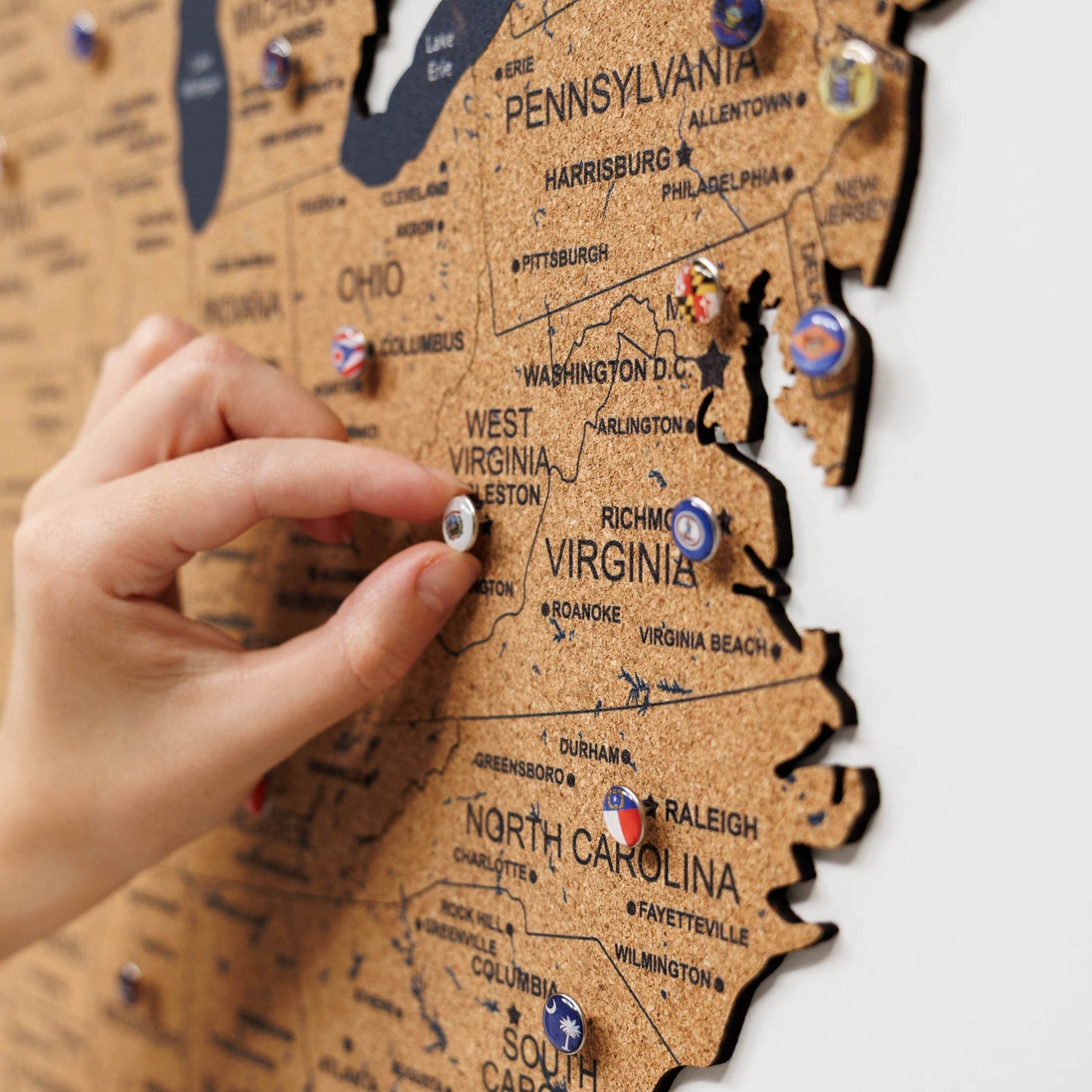Wooden USA Map Wall Art - Natural Finish