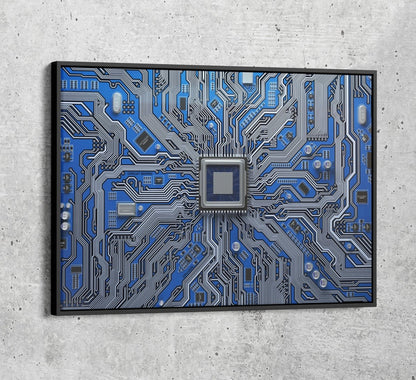 Computer motherboard CPU circuit board canvas wall art