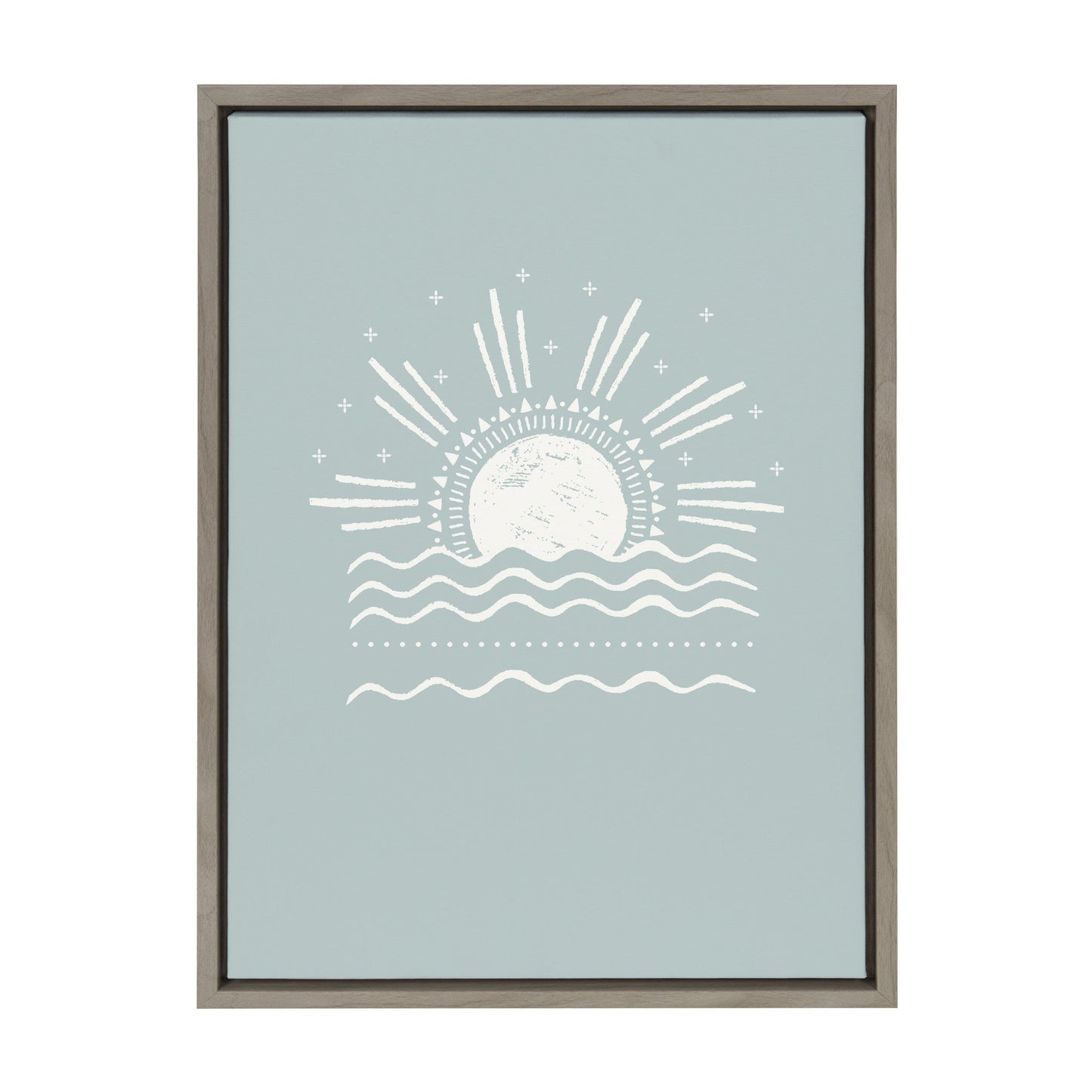 Tropical surf beach framed canvas wall art with a boho feel, ready to hang