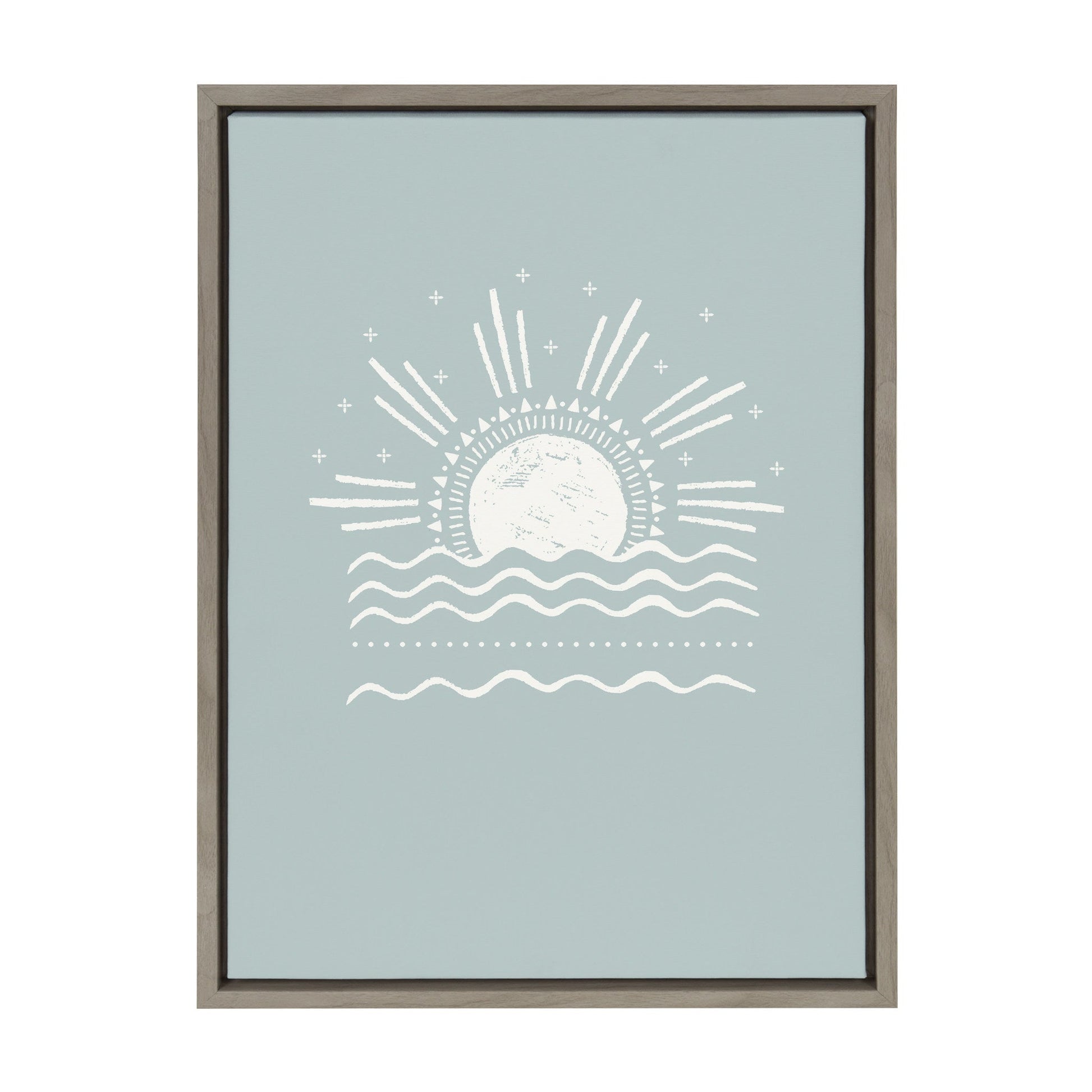 Tropical surf beach framed canvas wall art with a boho feel, ready to hang