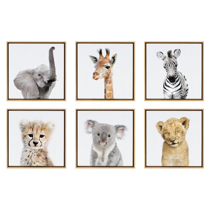 Safari animals framed canvas wall art collection of friendly jungle animals