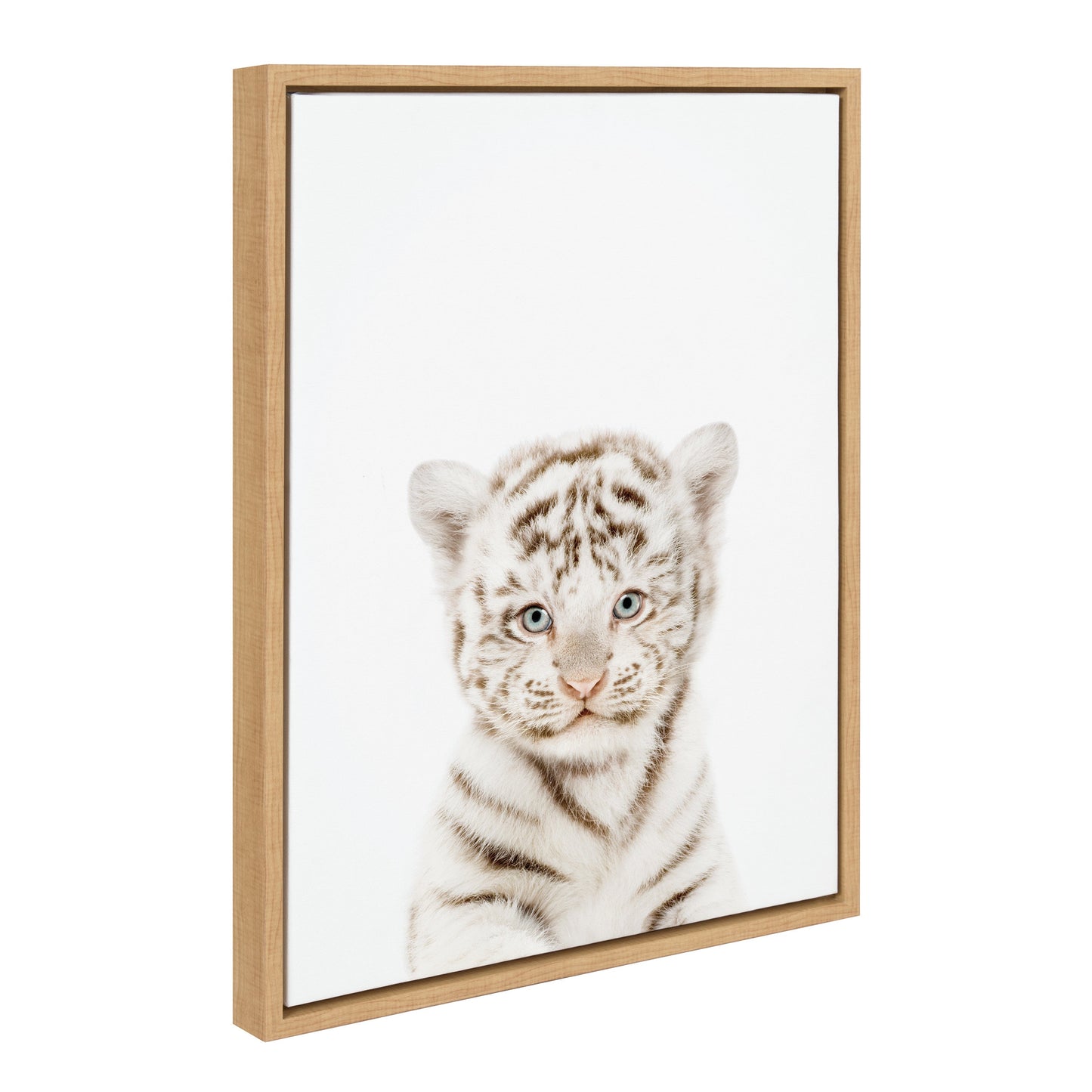 Baby White Tiger Framed Canvas Wall Art, Nursery Decor
