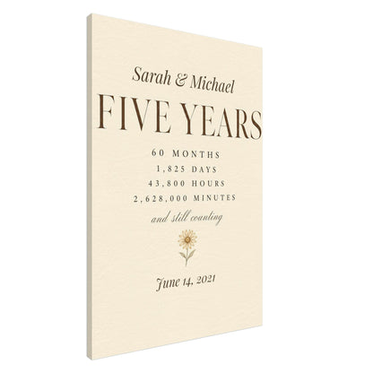 Personalized 5 Year Anniversary Canvas - 40x50 cm / 16x20″ / Canvas - Sparkycare
