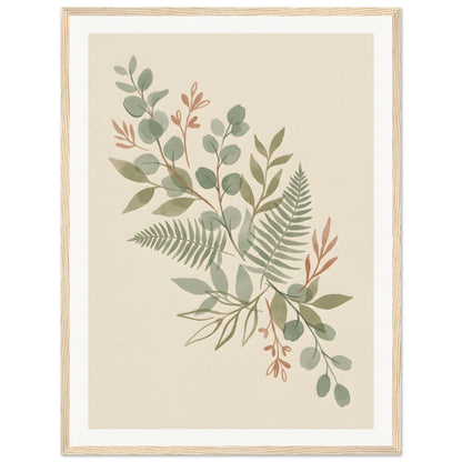 Sage Botanica Boho Botanical Print - 45x60 cm / 18x24″ / Museum-Quality Matte Paper Wooden Framed Poster - Wood frame - Sparkycare