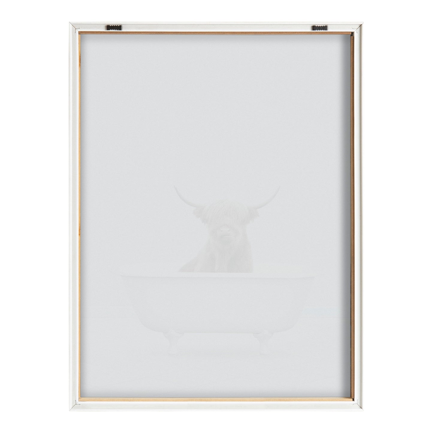 Highland Cow Solo Bathtub Framed Glass Wall Art