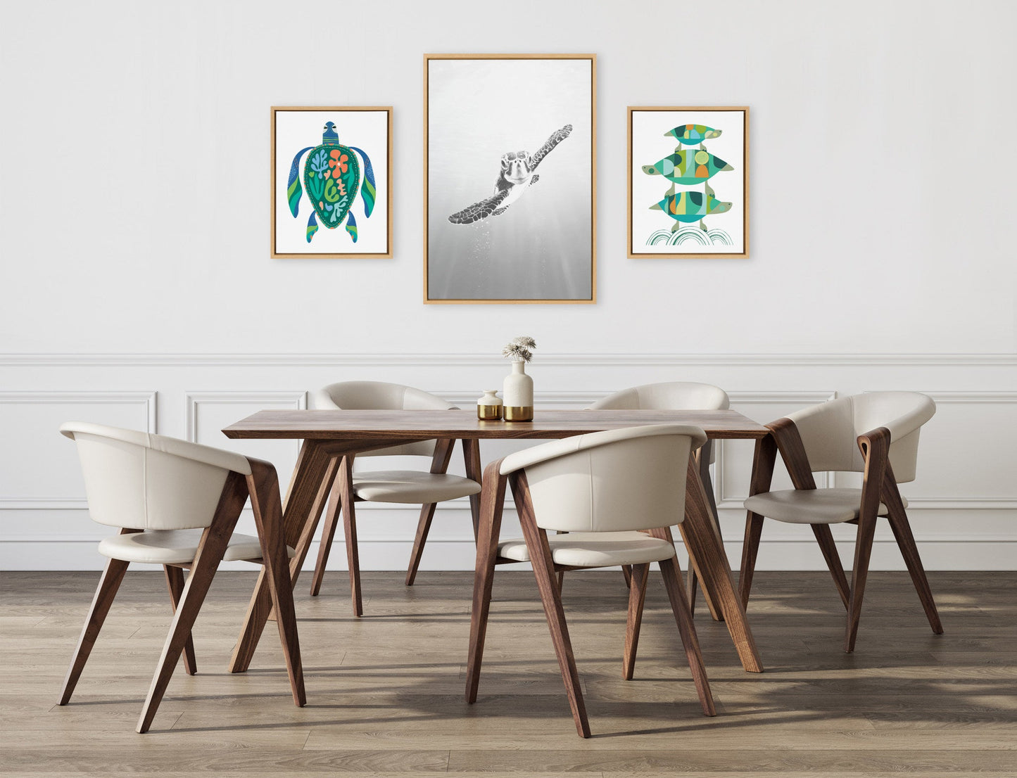 Sea Turtle Family Framed Canvas Art Set