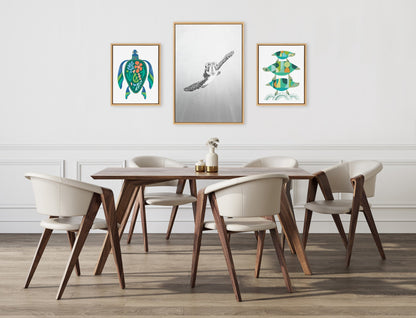 Sea Turtle Family Framed Canvas Art Set
