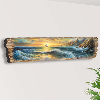 Wave Symphony Wood Wall Art, Coastal Decor