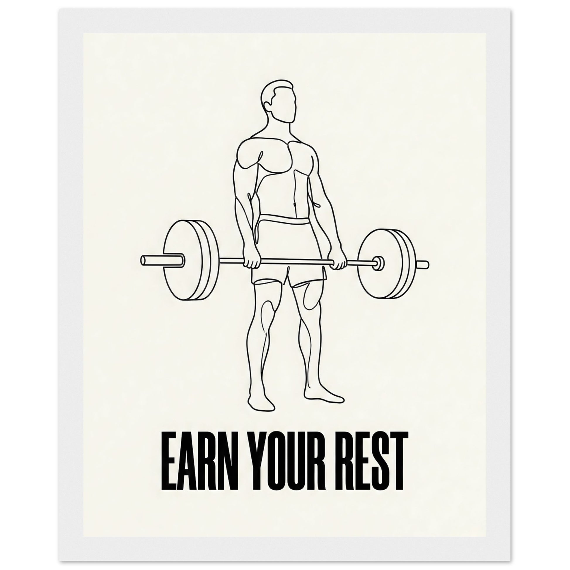 Earn Your Rest — Minimalist Deadlift Gym Poster - 20x25 cm / 8x10″ - White frame / Ready-to-hang - Sparkycare