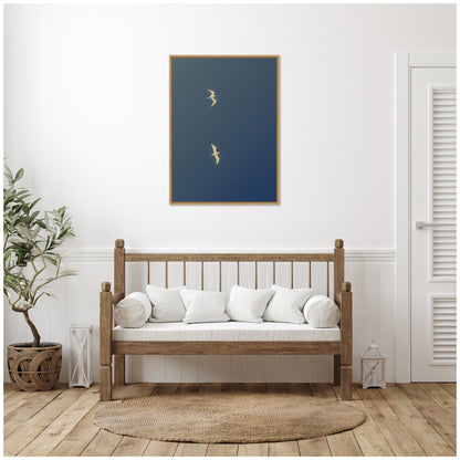 Fly Away Dark Blue by Alicia Bock Framed Canvas Wall Art Print