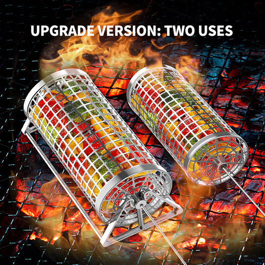 Rolling Grill Basket - Effortless Even Grilling Every Time!