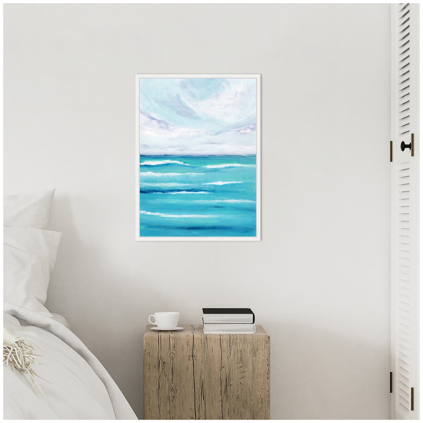 Evening Ocean Waves Framed Canvas Wall Art