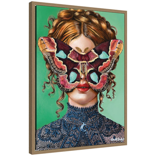 Forest Witch framed canvas wall art with whimsical figure among trees