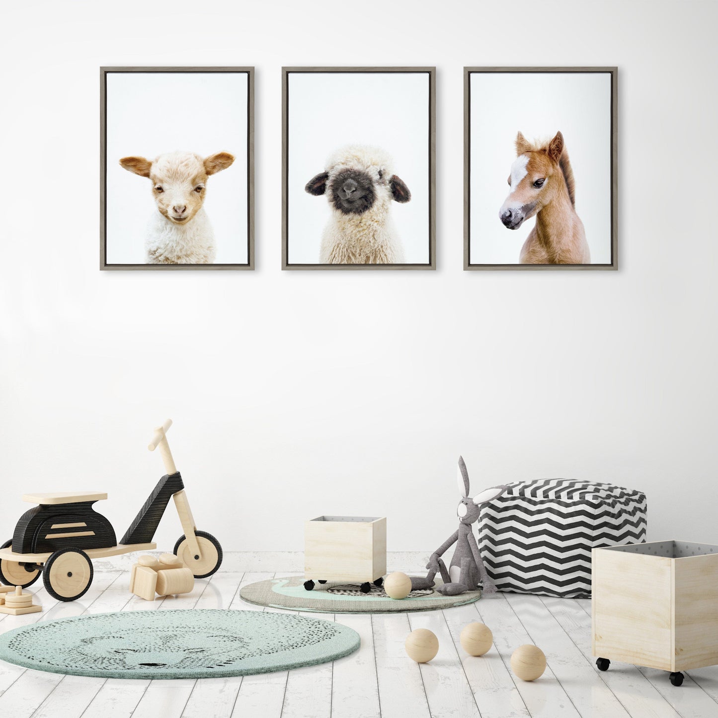 Black Nosed Sheep Framed Canvas Wall Art, Farmhouse Decor