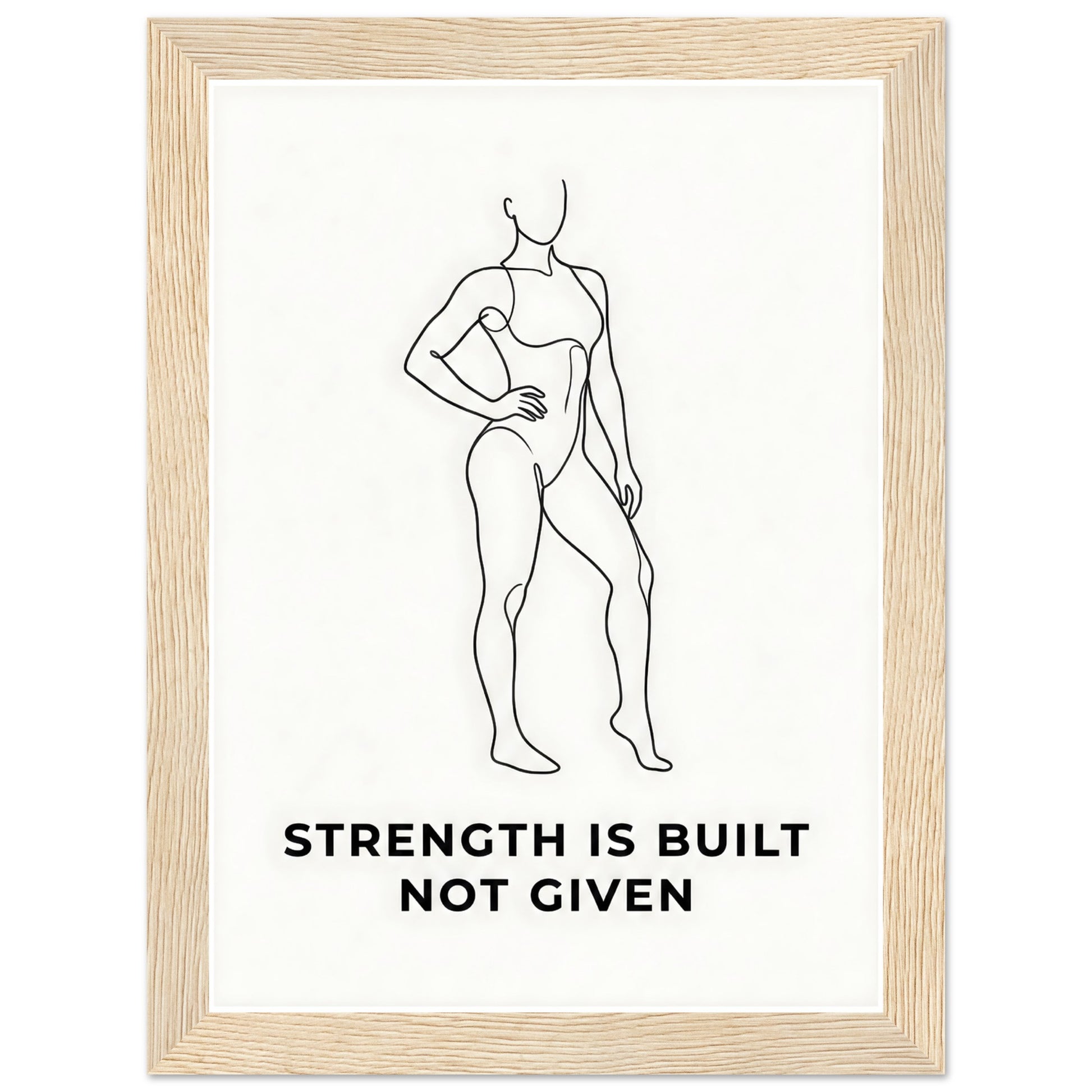 Women Fitness Poster - Strength Is Built Not Given - 20x25 cm / 8x10″ - White frame / Ready-to-hang - Sparkycare