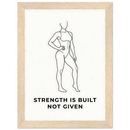 Women Fitness Poster - Strength Is Built Not Given - 20x25 cm / 8x10″ - White frame / Ready-to-hang - Sparkycare
