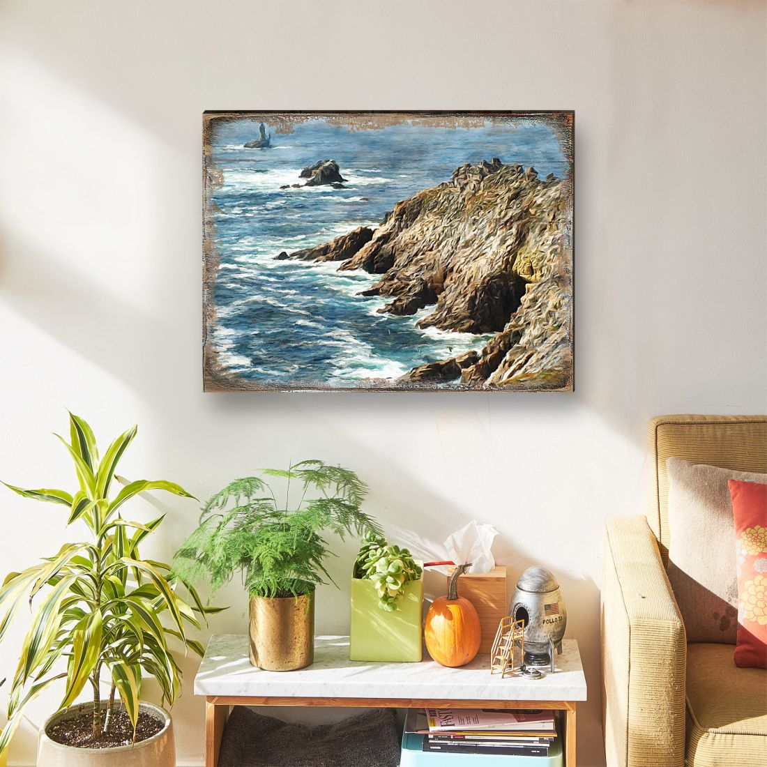 Ocean Cliff Wood Wall Art - Coastal Seascape Decor