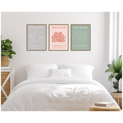 Abstract Bird and Dance 3 Piece Framed Canvas Art Set