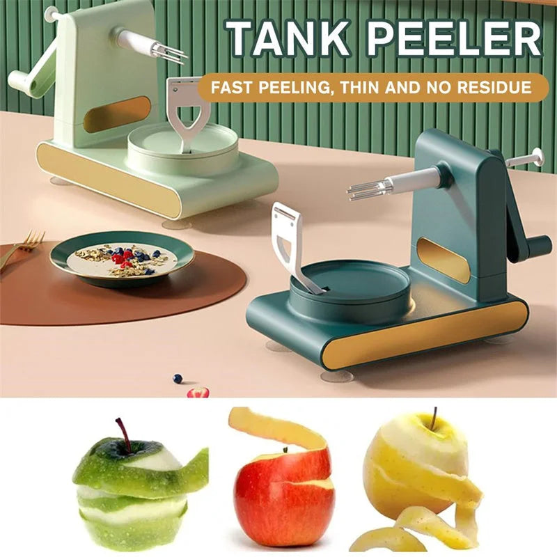 dark green multifunctional tank peeler machine with fast peeling design on kitchen table