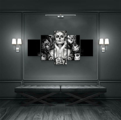 Day Of The Dead Face Ladies 5-Piece Canvas Wall Art