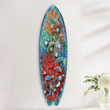 Underwater Surfboard Wood Wall Art - Coastal Ocean Decor