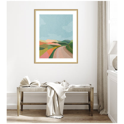 Framed Art Beautiful Landscape with Road by July Art Prints