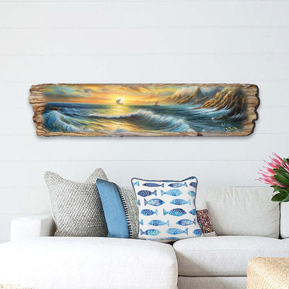 Wave Symphony Wood Wall Art, Coastal Decor