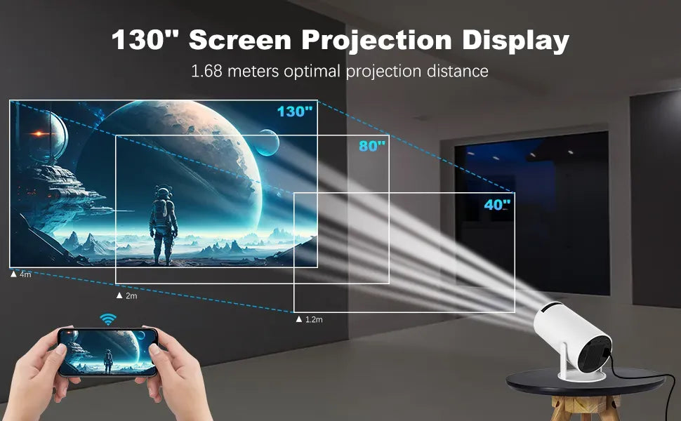Smart Mini Projector with WiFi & Bluetooth – Turn Any Wall into a 130” Home Theater