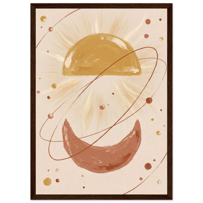 Golden Arc Celestial Boho Wall Art - A3 (29.7 x 42 cm) / Museum-Quality Matte Paper Wooden Framed Poster - Dark wood frame - Sparkycare