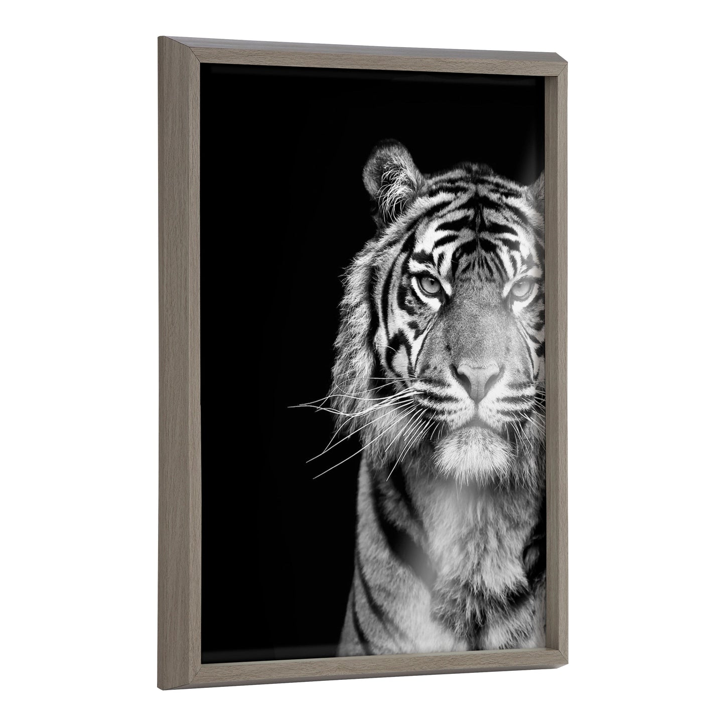 Minimalist line-art tiger printed on glossy glass wall panel