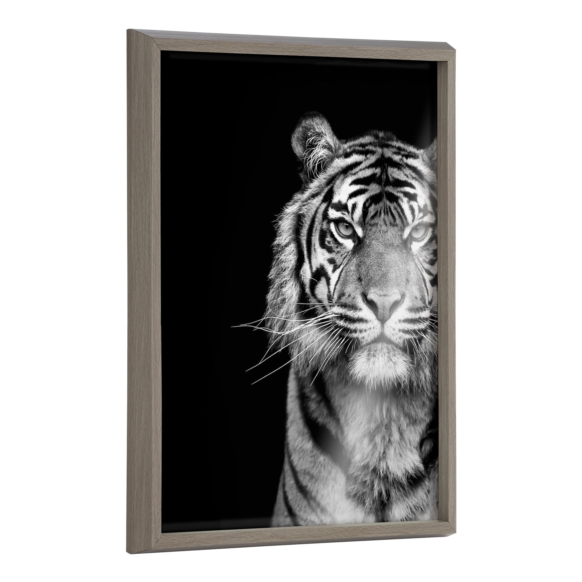 Minimalist line-art tiger printed on glossy glass wall panel