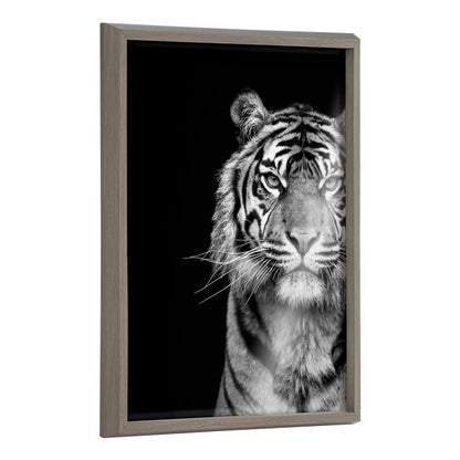Minimalist line-art tiger printed on glossy glass wall panel