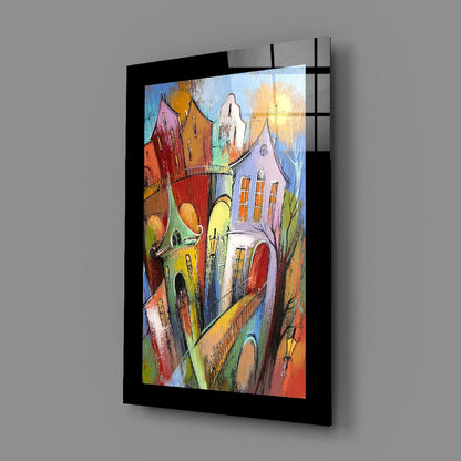 Whimsical Houses Glass Wall Art